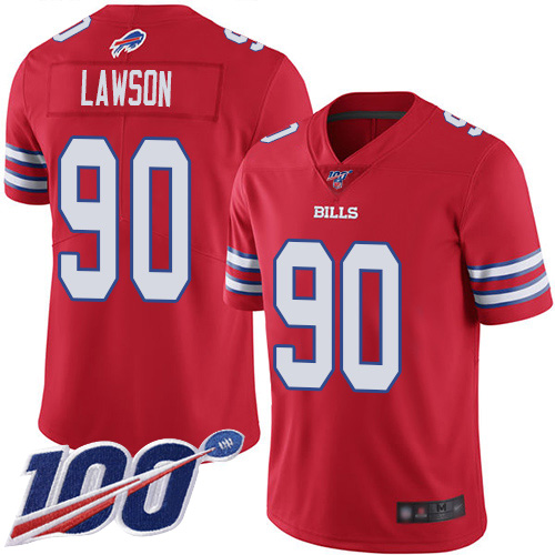 Men Buffalo Bills 90 Shaq Lawson Limited Red Rush Vapor Untouchable 100th Season NFL Jersey